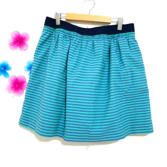J. CREW Teal/Navy Stripe Skirt Sz 4 - Picture 3 of 8